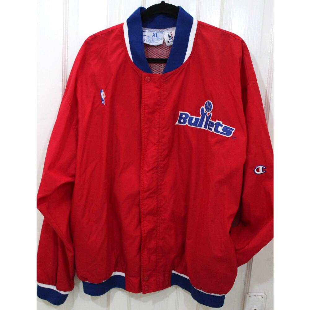 Washington Bullets 90s CHAMPION windbreaker Warmup shoot jacket XL red NBA vtg